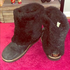 Black UGG genuine sheepskin boots